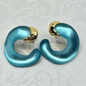 Alexis Bittar ‘Aegean Sea - Blue’ Lucite & Gold Molten Earrings  NWT, Retired